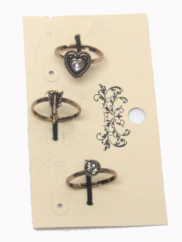 Bohemian style rings set of three