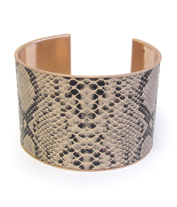Faux snake skin wide bangle bracelet