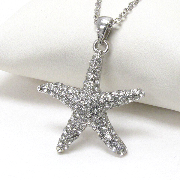 Premier electro plating crystal stud starfish pendant necklace - sea life