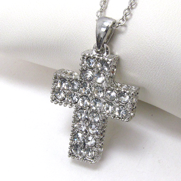 Premier electro plating crsytal deco cross necklace
