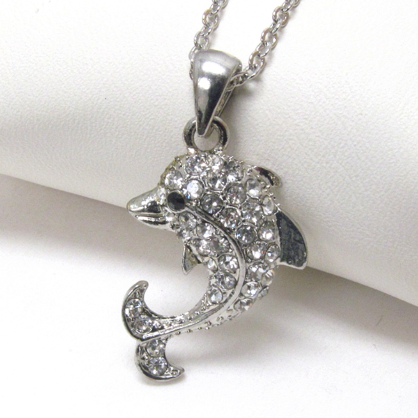 Premier electro plating crsytal deco dolphine necklace