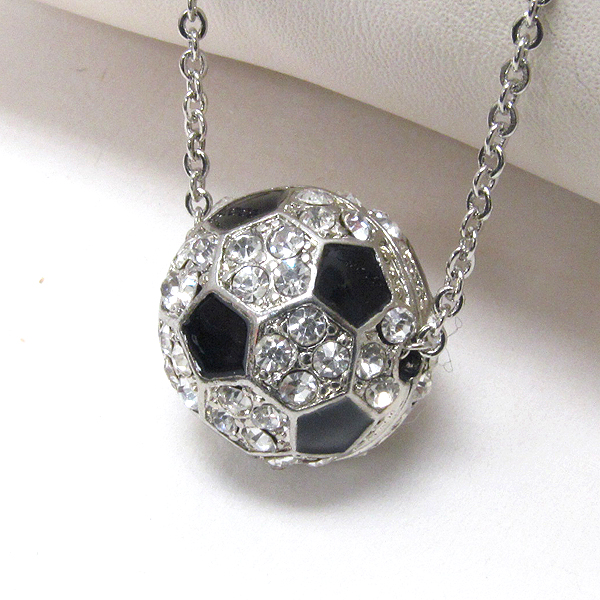 Premier electro plating crystal soccer ball necklace - sports