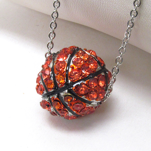 Premier electro plating crystal basketball necklace - sports