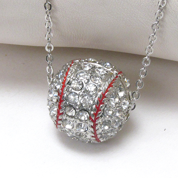 Premier electro plating crsytal baseball necklace - sports
