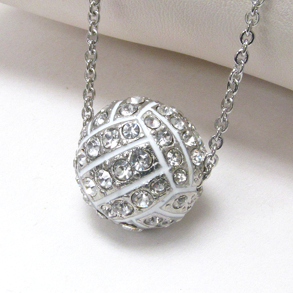 Premier electro plating crystal volleyball necklace - sports