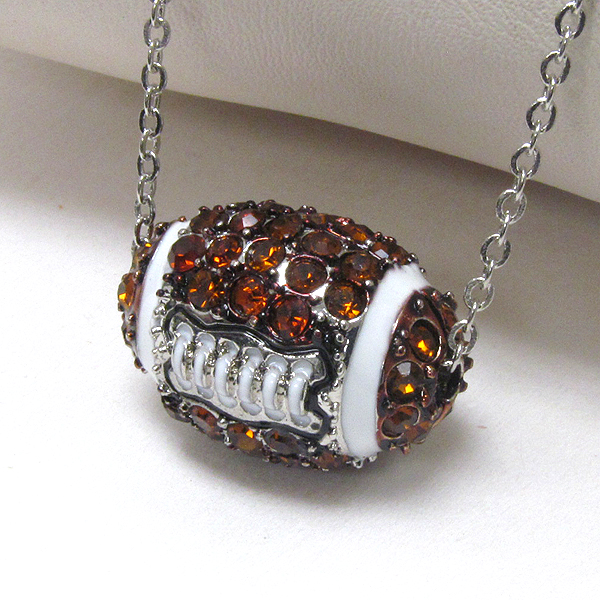 Premier electro plating crystal football necklace - sports