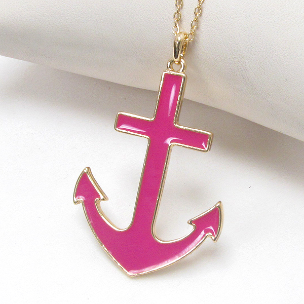 Premier electro plating epoxy deco anchor pendant necklace
