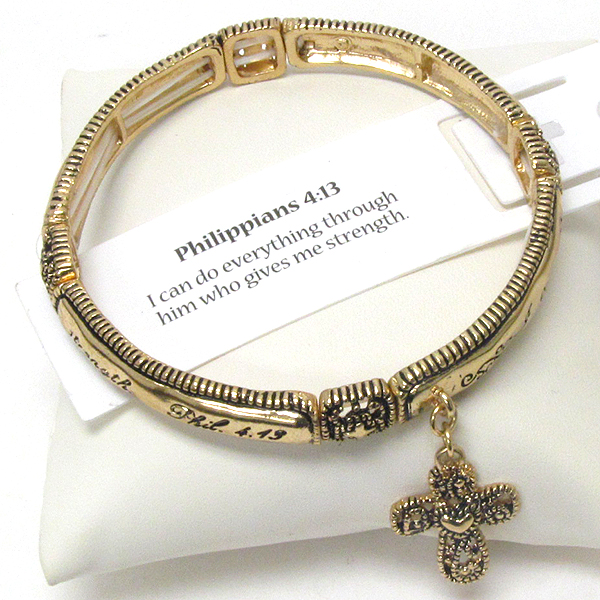 Religious inspiration message stretch bracelet - philippians 4:13