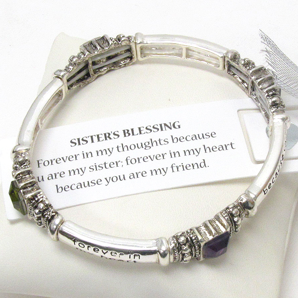 Religious inspiration message stretch bracelet - sisters blessing