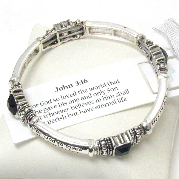 Religious inspiration message stretch bracelet - john 3:16