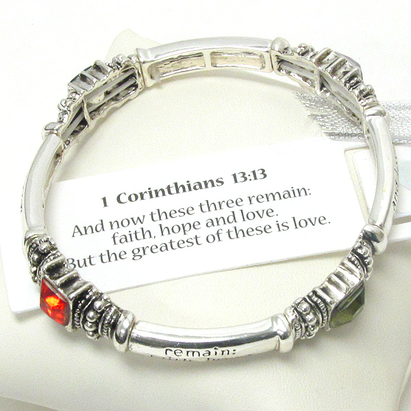Religious inspiration message stretch bracelet - corinthians 13:13