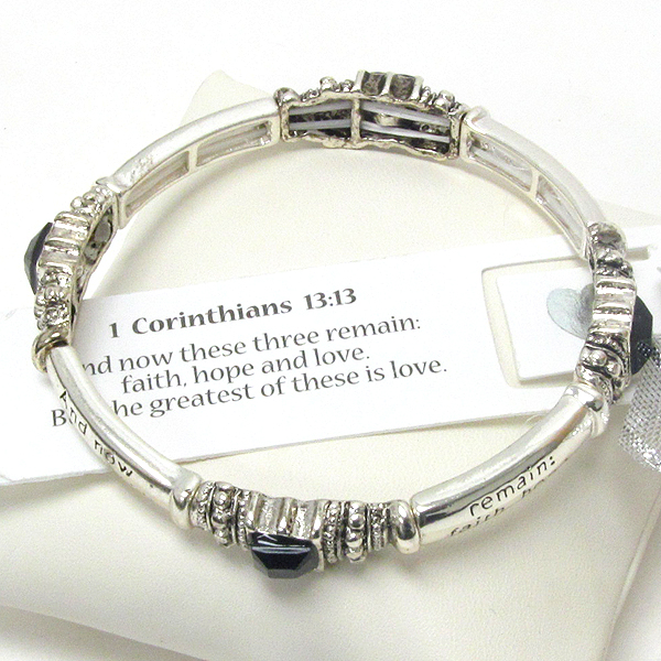 Religious inspiration message stretch bracelet - corinthians 13:13