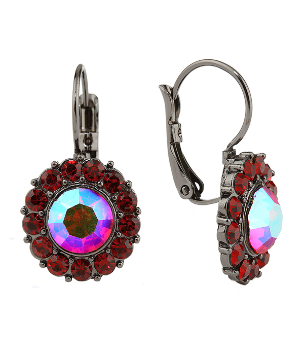 Facet glass and crystal french clip earring