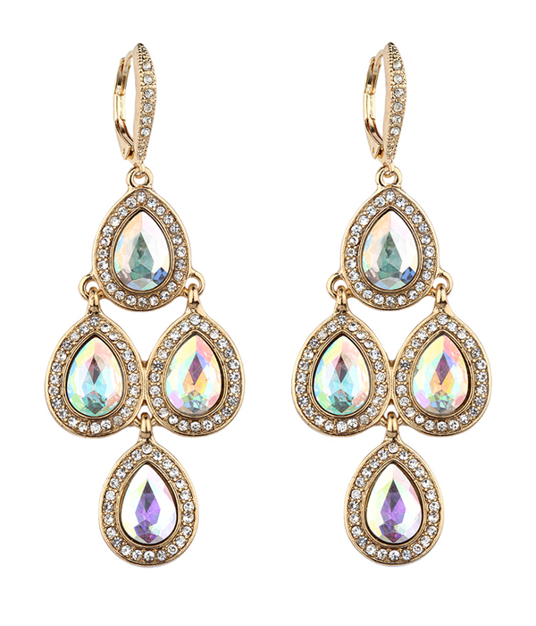 FACET GLASS AND CRYSTAL LINK DROP CHANDELIER EARRING