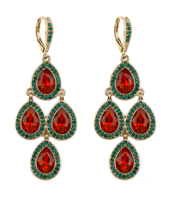 FACET GLASS AND CRYSTAL LINK DROP CHANDELIER EARRING