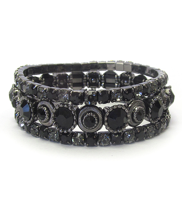 3 row crystal stretch bracelet set