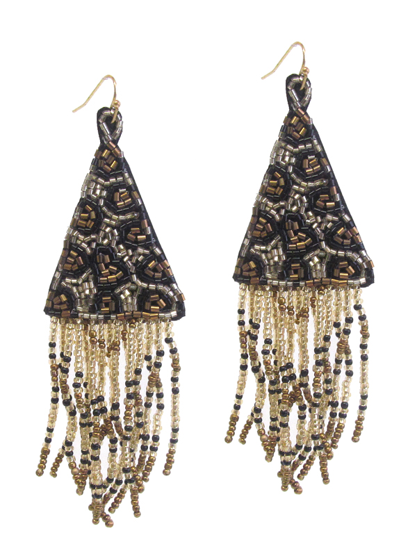 HANDMADE MULTI SEED BEAD DROP EARRING