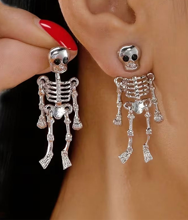Halloween skull skeleton earring