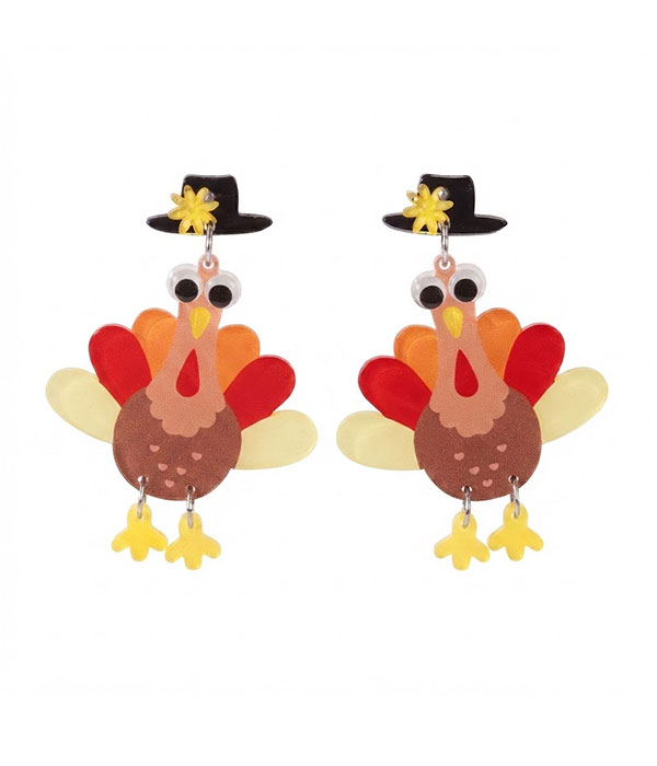 Thanksgiving turkey acrylic earring