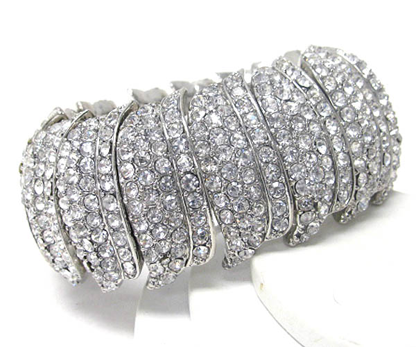 Multi crystal stud metal stretch bracelet