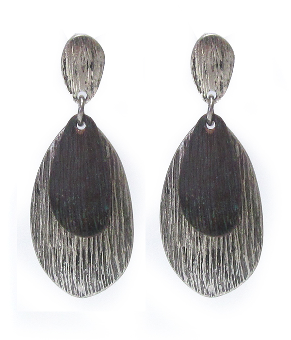 Textured metal drop earring