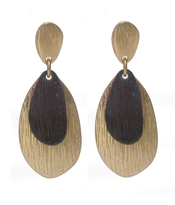Textured metal drop earring
