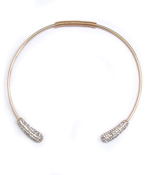 CRYSTAL TIP FLEXIBLE METAL CHOKER NECKLACE