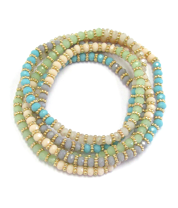 Multi glass bead long stretch bracelet and necklace in one