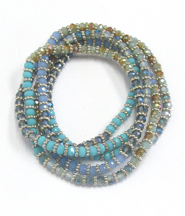 Multi glass bead long stretch bracelet and necklace in one