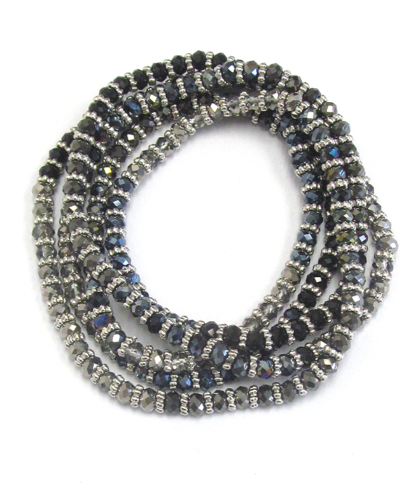 Multi glass bead long stretch bracelet and necklace in one