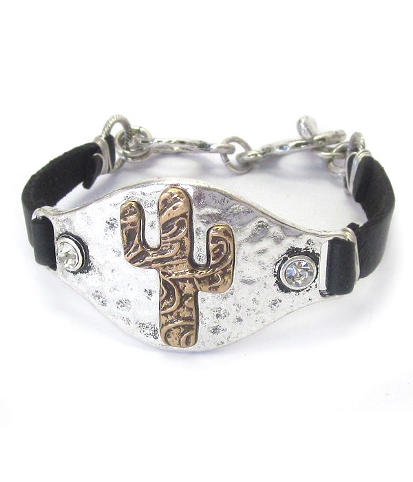 Textured cactus toggle bracelet