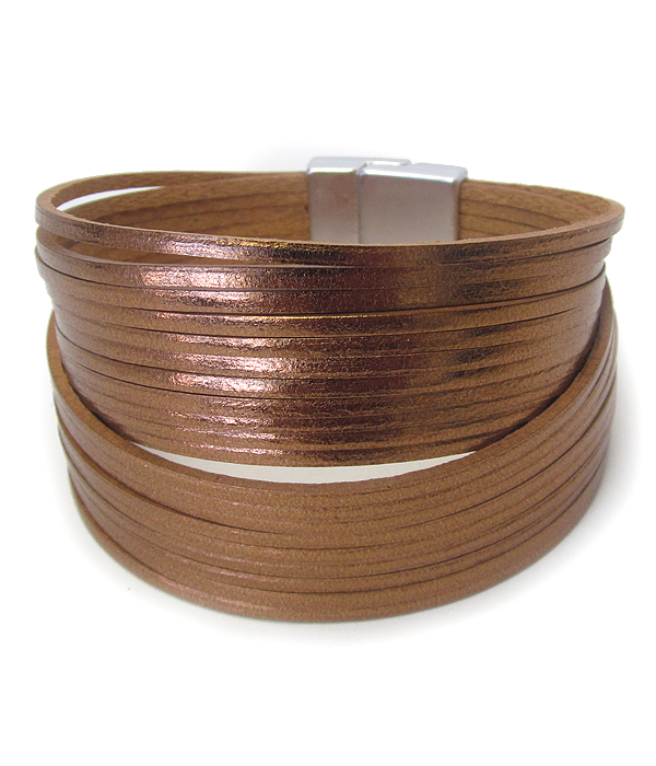 Multi layer leather magnetic bracelet