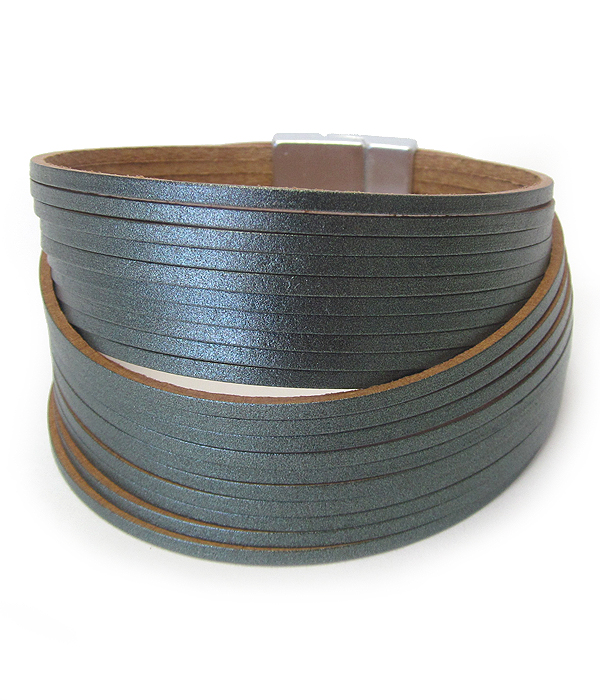 Multi layer leather magnetic bracelet