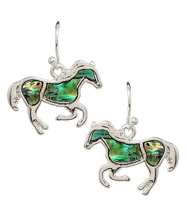 ABALONE HORSE EARRING