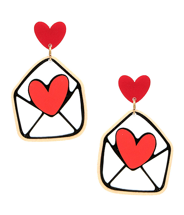 VALENTINE THEME ACRYLIC EARRING - LOVE LETTER
