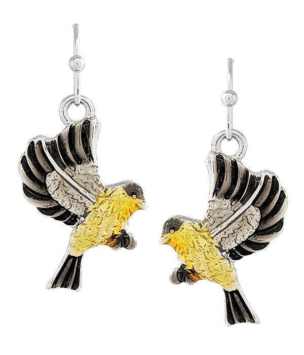 GARDEN BIRD THEME 3D EPOXY EARRING - WILSON'S WARBLER