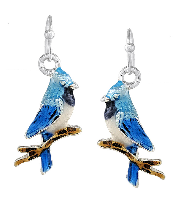 GARDEN BIRD THEME 3D EPOXY EARRING - BLUE JAY