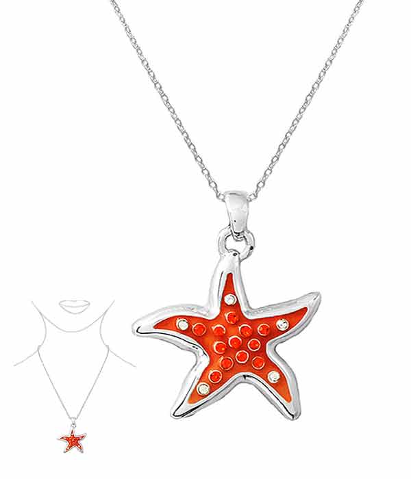 Sealife theme epoxy pendant necklace - starfish