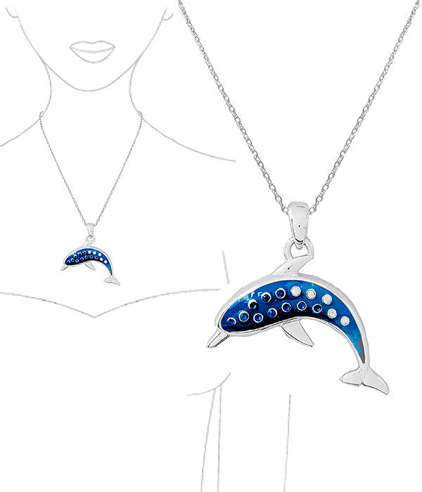 SEALIFE THEME EPOXY PENDANT NECKLACE - DOLPHIN