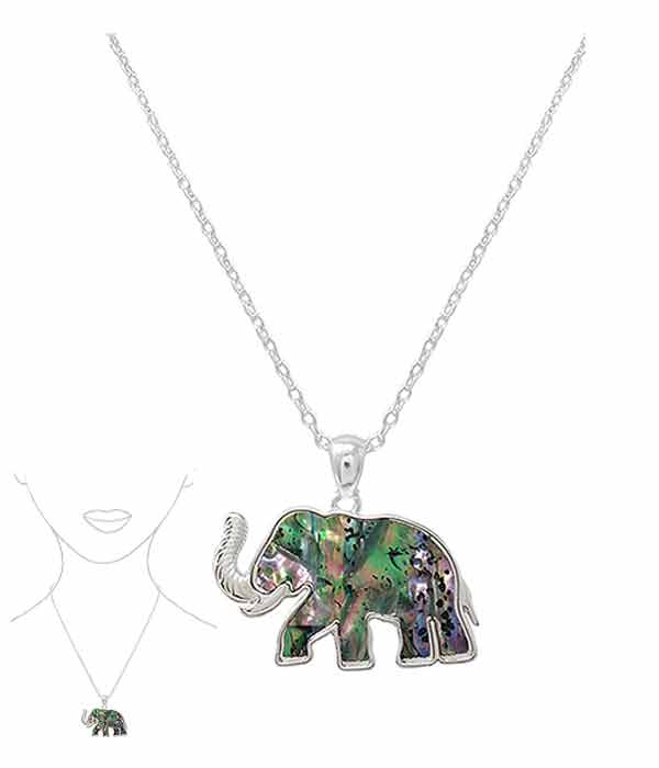 Abalone elephant pendant necklace