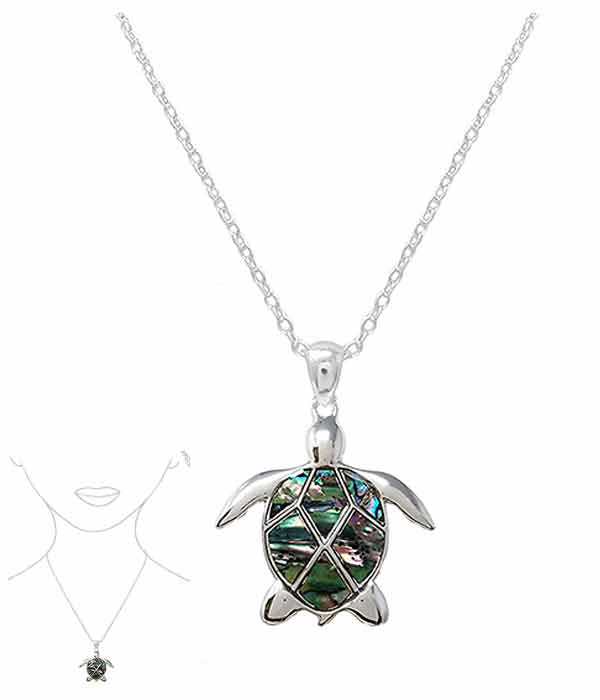 ABALONE TURTLE PENDANT NECKLACE