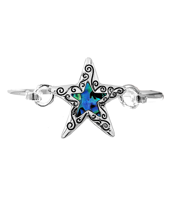 Sealife theme abalone wire bangle bracelet - starfish