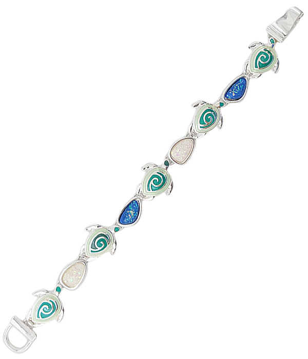 Sealife theme opal magnetic bracelet - turtle