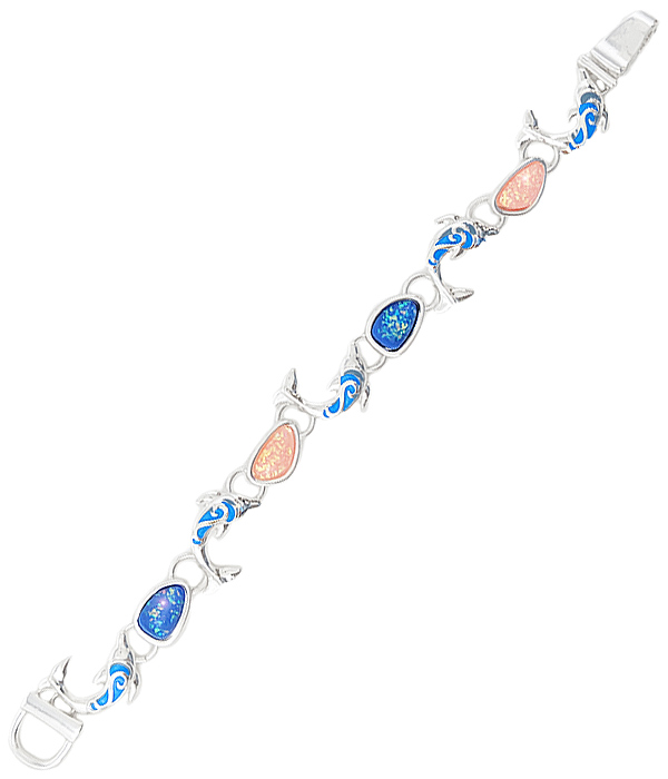 Sealife theme opal magnetic bracelet - dolphin