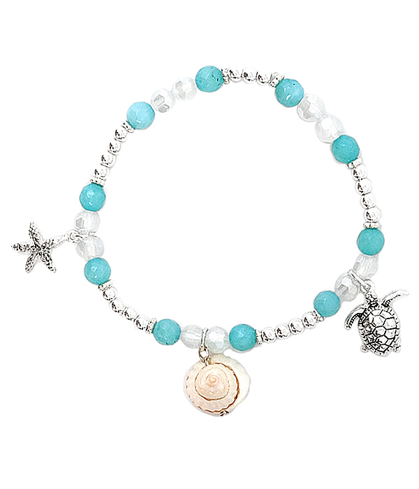 SEALIFE THEME STRETCH BRACELET - TURTLE STARFISH