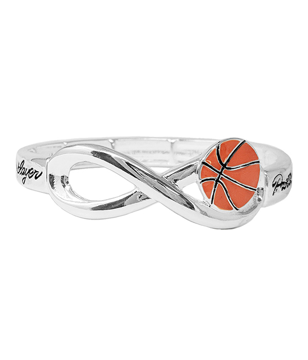SPORT THEME STRETCH BRACELET - PROTECT THIS PLAYER - BASKETBALL
