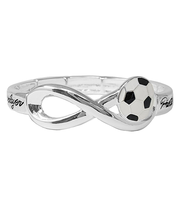 SPORT THEME STRETCH BRACELET - PROTECT THIS PLAYER - SOCCER