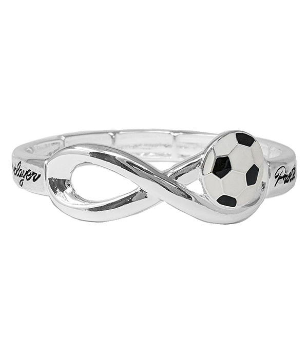 Sport theme stretch bracelet - protect this player - soccer