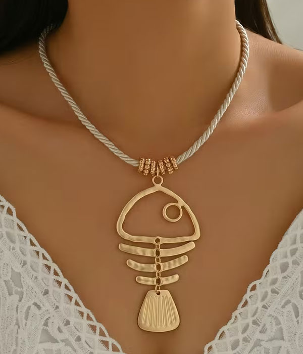 Fish bone necklace