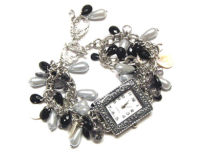 Multi beads dangle fashion bracelet watch